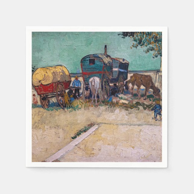 Vincent Van Gogh - Caravans, Gypsy Camp near Arles Napkin (Front)