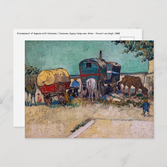 Vincent Van Gogh - Caravans, Gypsy Camp near Arles Postcard (Front/Back)