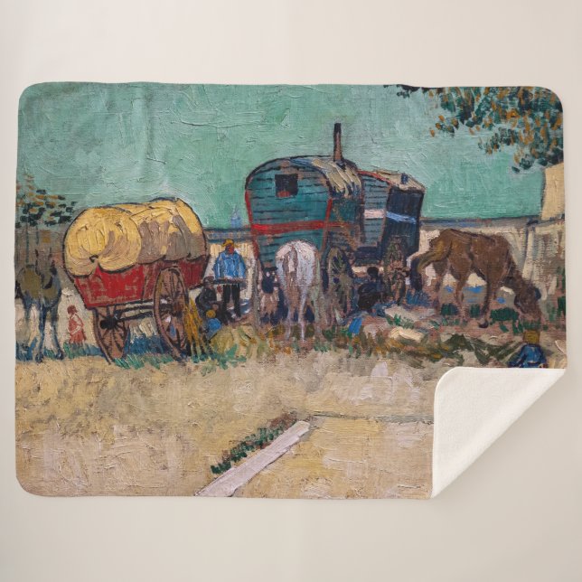Vincent Van Gogh - Caravans, Gypsy Camp near Arles Sherpa Blanket (Front (Horizontal))