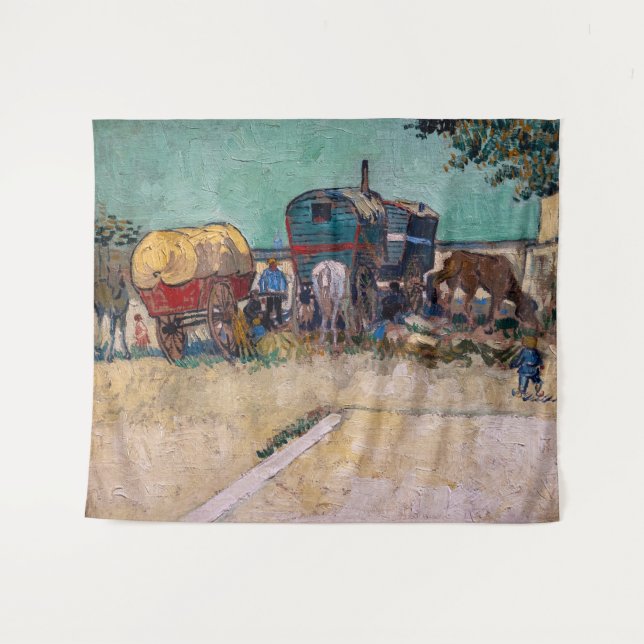 Vincent Van Gogh - Caravans, Gypsy Camp near Arles Tapestry (Front (Horizontal))