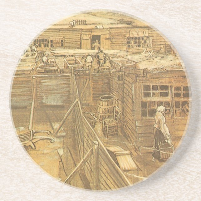 Vincent van Gogh - Carpenter's Yard and Laundry Coaster (Front)