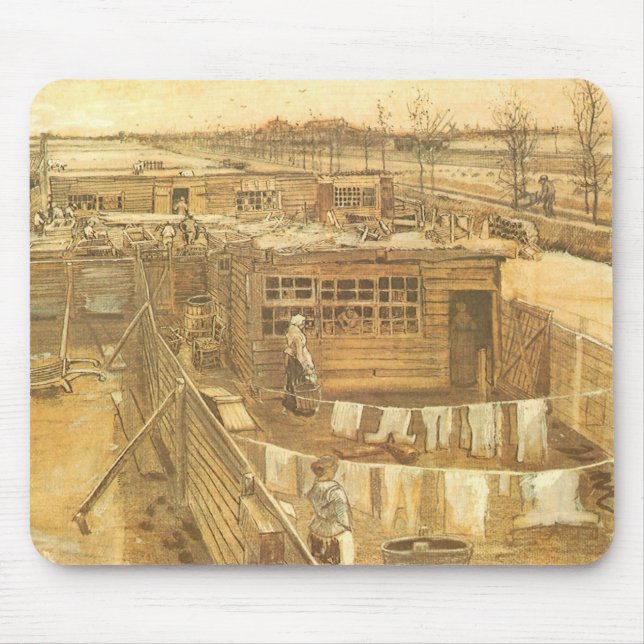 Vincent van Gogh - Carpenter's Yard and Laundry Mouse Pad (Front)