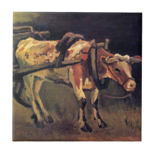 Vincent Van Gogh - Cart With Red And White Ox Ceramic Tile