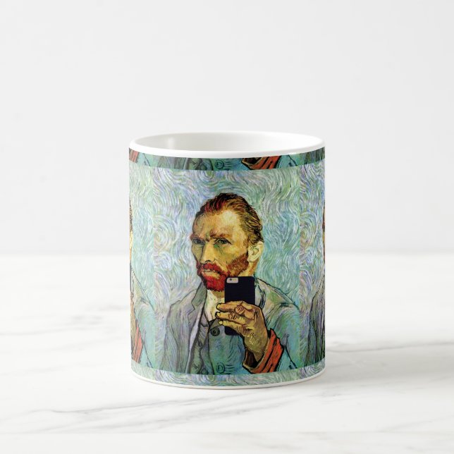 Vincent Van Gogh Cellphone Selfie Self Portrait Coffee Mug (Center)