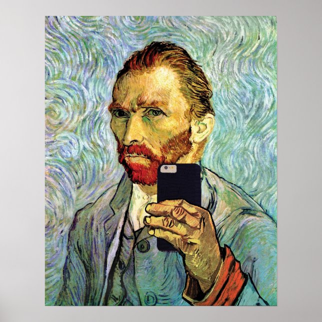 Vincent Van Gogh Cellphone Selfie Self Portrait Poster (Front)