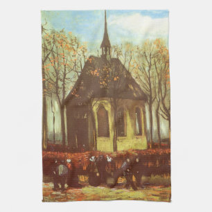 Vincent van Gogh - Chapel at Nuenen, Churchgoers Tea Towel
