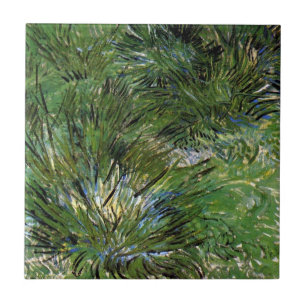 Vincent Van Gogh - Clumps Of Grass Fine Art Ceramic Tile