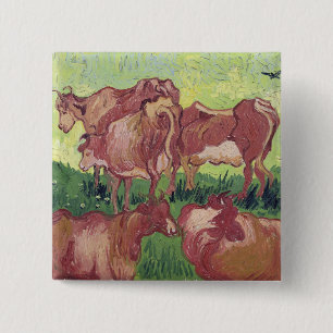 Vincent van Gogh   Cows, 1890 15 Cm Square Badge