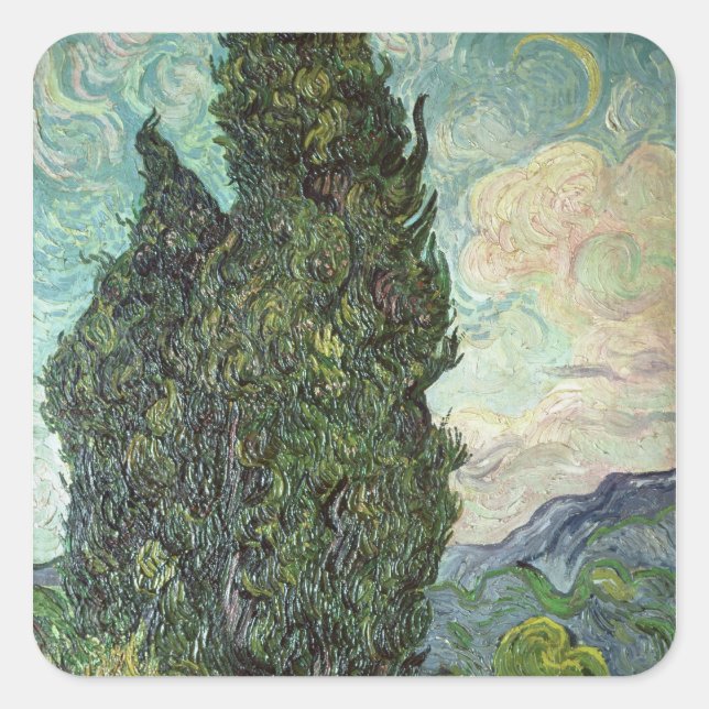 Vincent van Gogh | Cypresses, 1889 Square Sticker (Front)