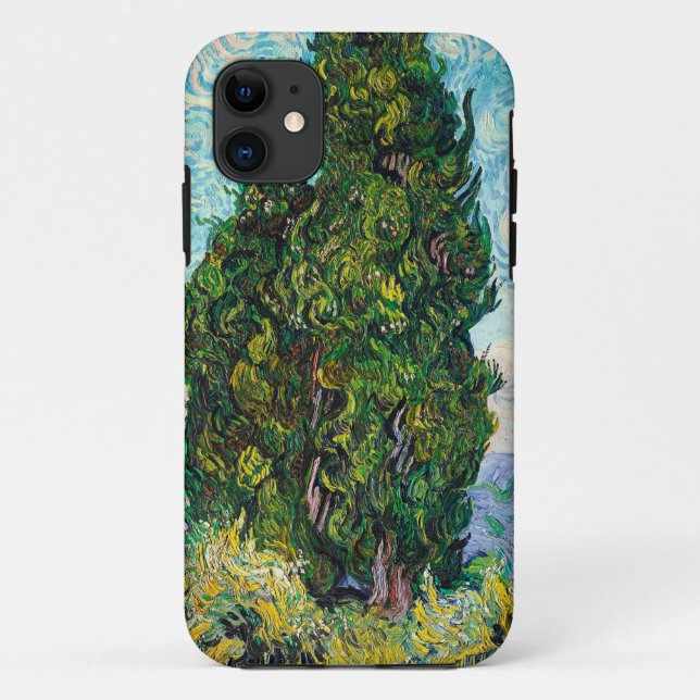 Vincent Van Gogh Cypresses Fine Art Case-Mate iPhone Case (Back)
