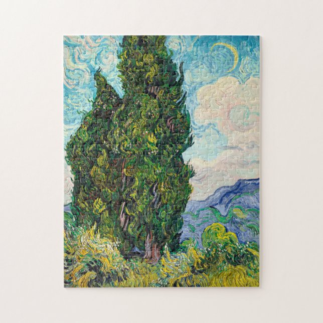 Vincent Van Gogh Cypresses Fine Art Jigsaw Puzzle (Vertical)