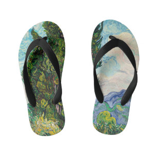 Vincent Van Gogh Cypresses Fine Art Kid's Thongs