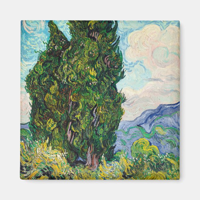 Vincent Van Gogh Cypresses Fine Art Magnet (Front)