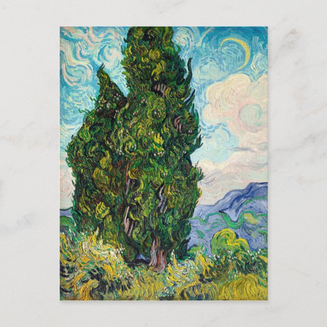 Vincent Van Gogh Cypresses Fine Art Postcard (Front)