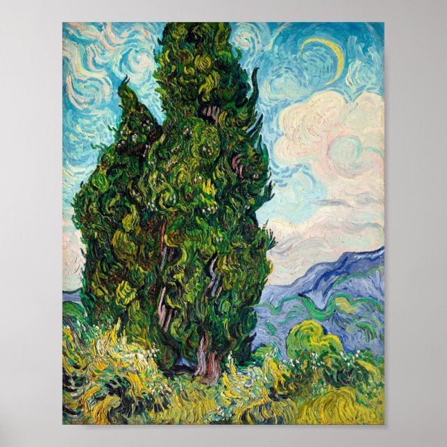 Vincent Van Gogh Cypresses Fine Art Poster (Front)