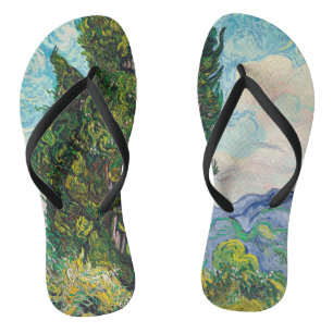 Vincent Van Gogh Cypresses Fine Art Thongs