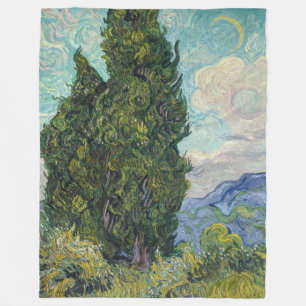 Vincent van Gogh - Cypresses Fleece Blanket
