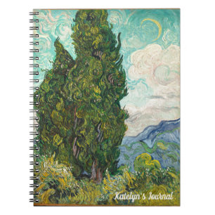 Vincent Van Gogh Cypresses Monogram Impressionist Notebook