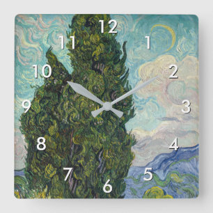 Vincent van Gogh - Cypresses Square Wall Clock