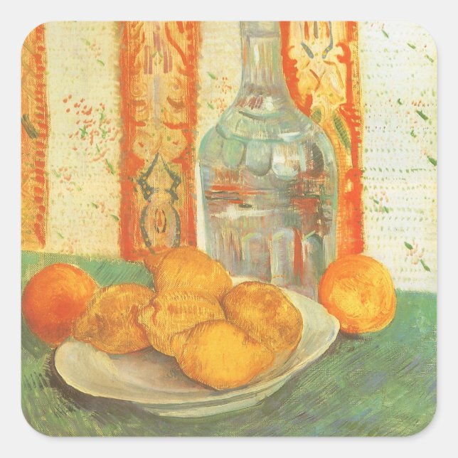 Vincent van Gogh - Decanter and Lemons on a Plate Square Sticker (Front)