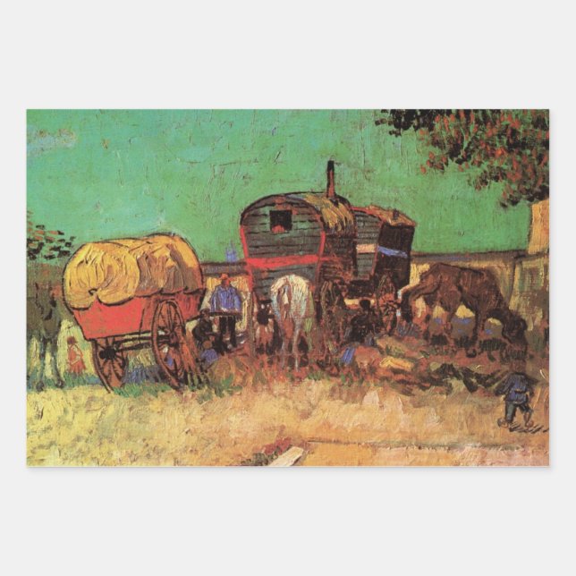 Vincent van Gogh - Encampment of Gypsies Caravans Wrapping Paper Sheet (Front)