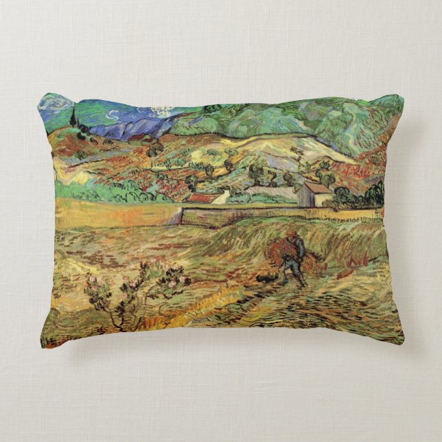 Vincent van Gogh - Enclosed Wheat Field w Peasant Decorative Cushion (Front)