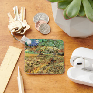 Vincent van Gogh - Enclosed Wheat Field w Peasant Key Ring