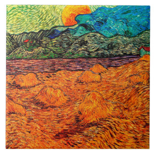 Vincent Van Gogh - Evening Landscape Rising Moon Ceramic Tile