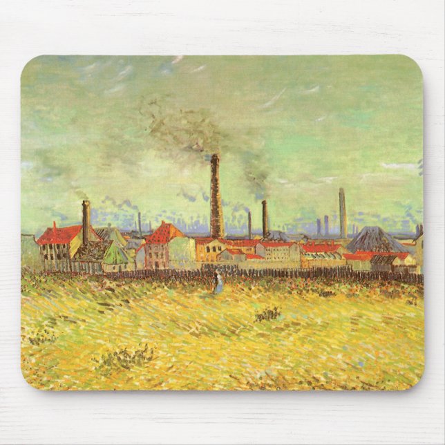 Vincent van Gogh - Factories at Asnieres Mouse Pad (Front)