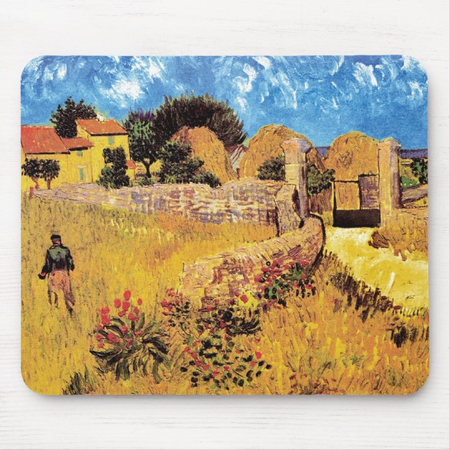 Vincent Van Gogh - Farmhouse In Provence Fine Art Mouse Pad (Front)