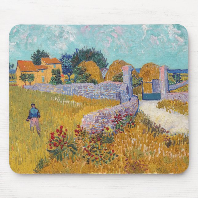 Vincent van Gogh - Farmhouse in Provence Mouse Pad (Front)