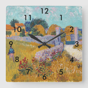 Vincent van Gogh - Farmhouse in Provence Square Wall Clock