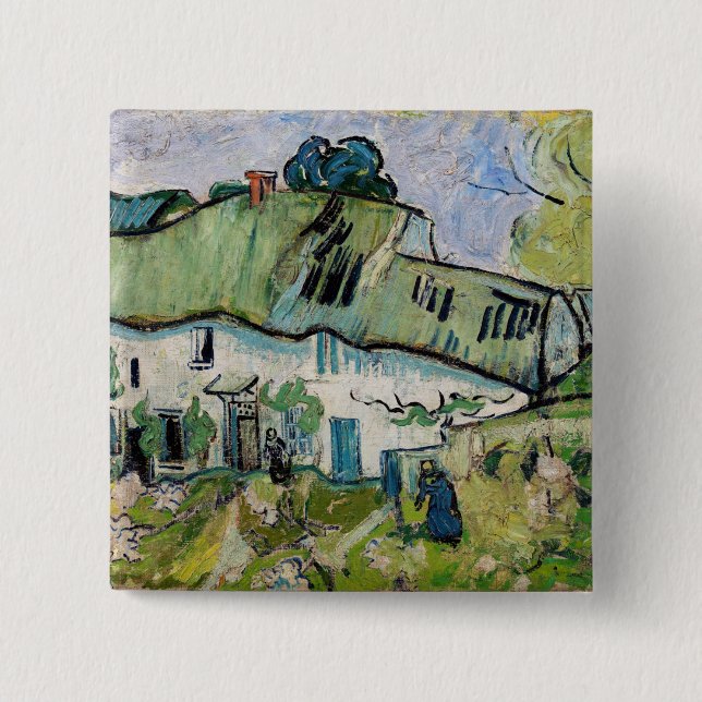 Vincent van Gogh - Farmhouse with Two Figures 15 Cm Square Badge (Front)