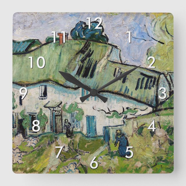 Vincent van Gogh - Farmhouse with Two Figures Square Wall Clock (Front)
