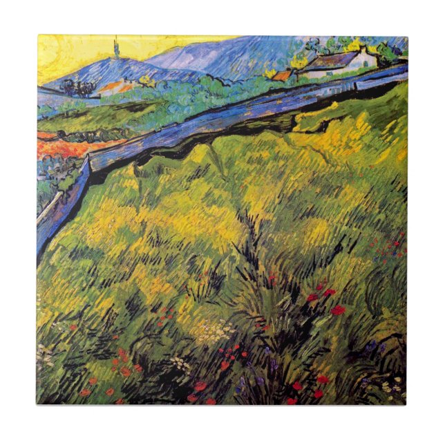 Vincent Van Gogh - Field Of Spring Wheat Ceramic Tile (Front)