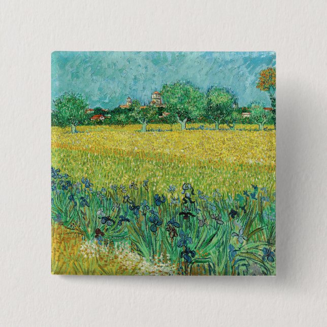 Vincent van Gogh - Field with Irises near Arles 15 Cm Square Badge (Front)