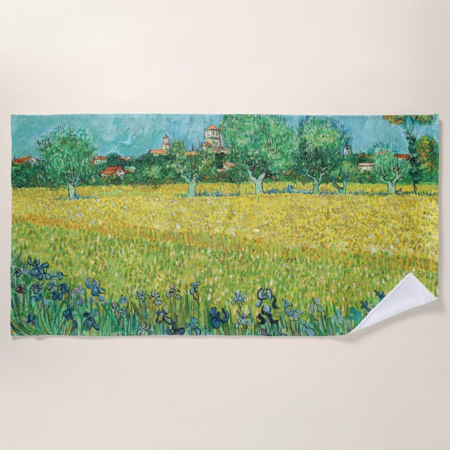 Vincent van Gogh - Field with Irises near Arles Beach Towel (Front)