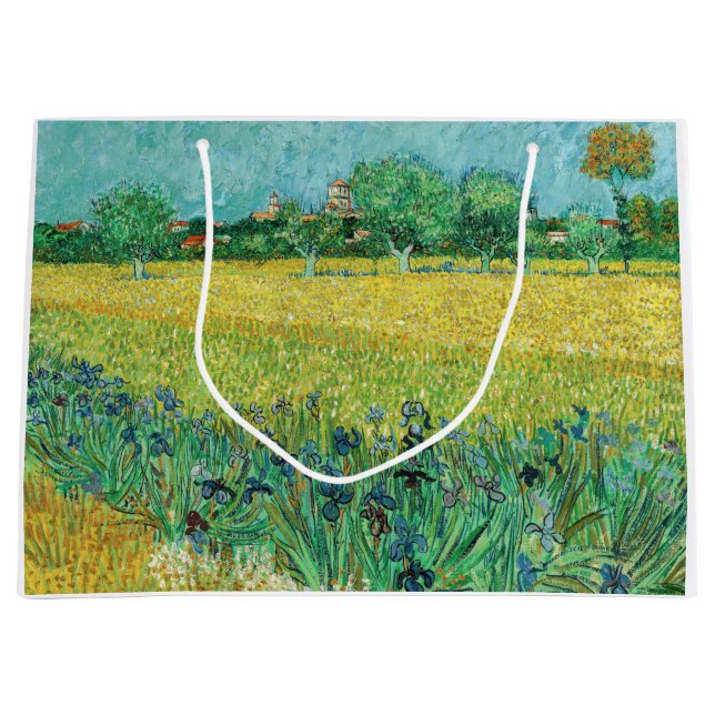 Vincent van Gogh - Field with Irises near Arles Large Gift Bag (Front)