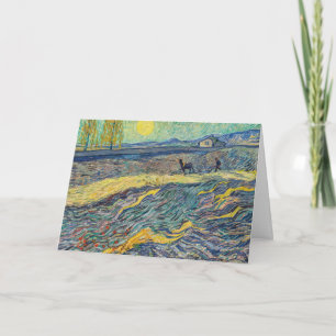 Vincent van Gogh - Field with ploughing farmers Card