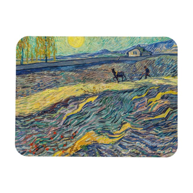 Vincent van Gogh - Field with ploughing farmers Magnet (Horizontal)