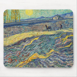 Vincent van Gogh - Field with ploughing farmers Mouse Pad