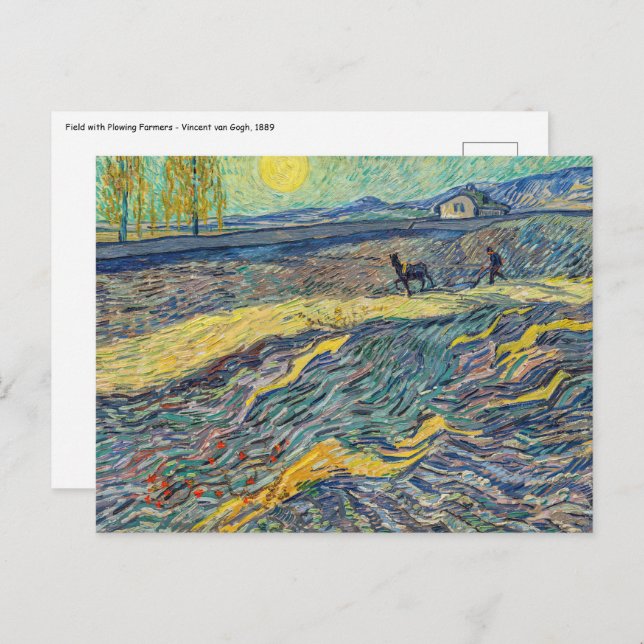 Vincent van Gogh - Field with ploughing farmers Postcard (Front/Back)