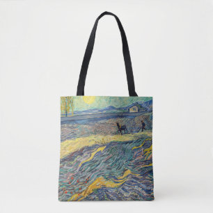Vincent van Gogh - Field with ploughing farmers Tote Bag