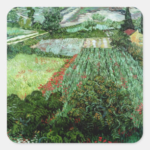 Vincent van Gogh Field with Poppies, 1889 Square Sticker