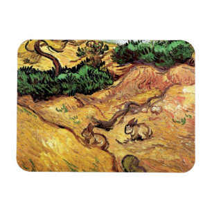 Vincent Van Gogh - Field With Two Rabbits Fine Art Magnet