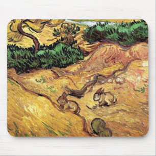 Vincent Van Gogh - Field With Two Rabbits Fine Art Mouse Pad