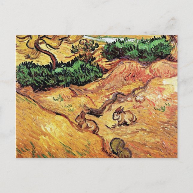 Vincent Van Gogh - Field With Two Rabbits Fine Art Postcard (Front)