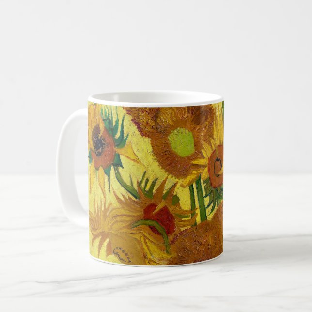 Vincent Van Gogh Fifteen Sunflowers In a Vase Art Coffee Mug (Front Left)