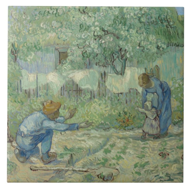 Vincent van Gogh - First Steps, after Millet Ceramic Tile (Front)