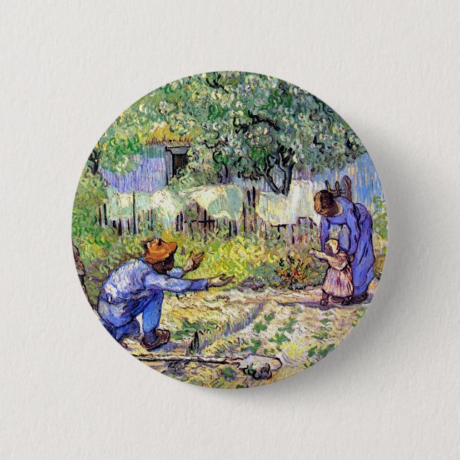 Vincent Van Gogh - First Steps - Father's Day Art 6 Cm Round Badge (Front)